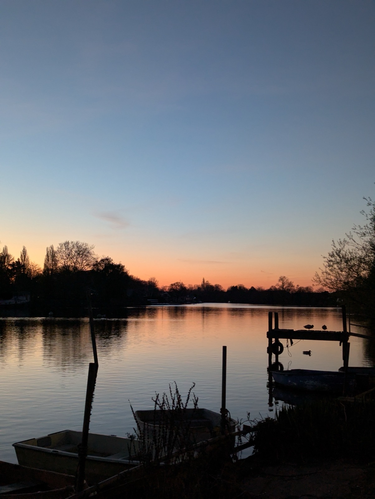 Overlooking the riverside at sunset